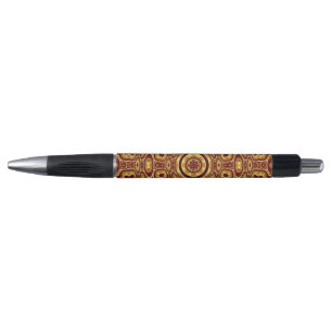 Moroccan Boho Red Gold Abstract Pattern