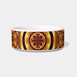 Moroccan Boho Red Gold Abstract Pattern Bowl