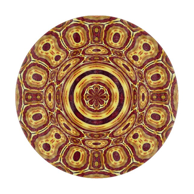 Moroccan Boho Red Gold Abstract Pattern Cutting Board (Front)