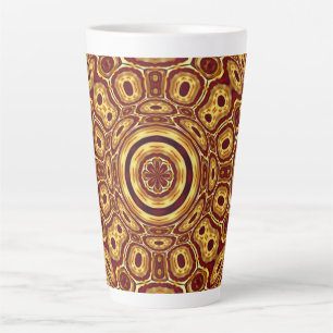 Moroccan Boho Red Gold Abstract Pattern Latte Mug