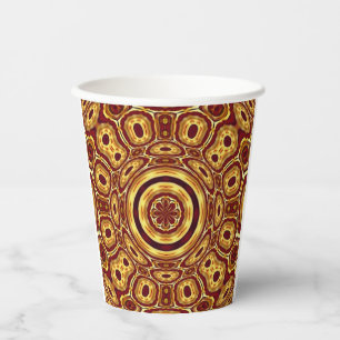 Moroccan Boho Red Gold Abstract Pattern Paper Cups