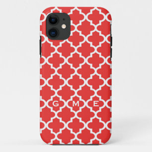 Moroccan brick red tile design 3 monogram Case-Mate iPhone case