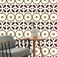 Moroccan Chocolate Brown Creamy White Geometric