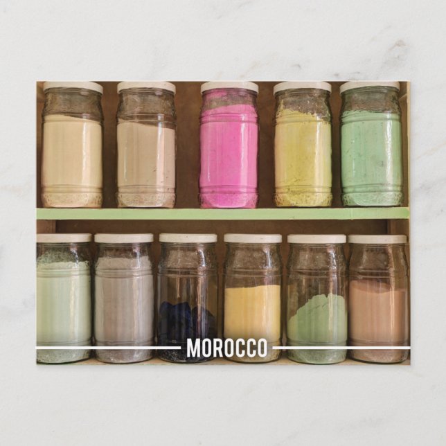 Moroccan Colour Pigments In The Souks Of Marrakesh Postcard (Front)