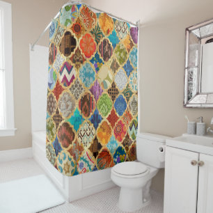 Moroccan Colourful Gold Cool Modern Pattern Boho  Shower Curtain