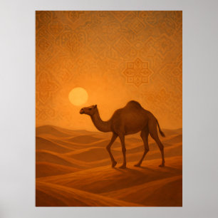 Moroccan Desert Camel Sunset Poster