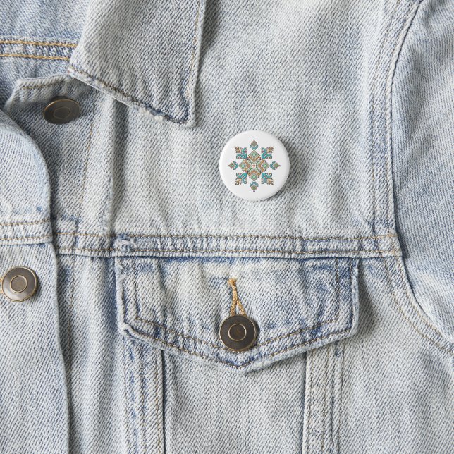 Moroccan Embroidery Star 3 Cm Round Badge (In Situ)