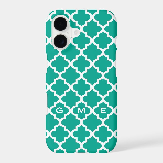 Moroccan emerald green tile design 3 monogram (Back)