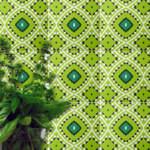 Moroccan Ethnic Lime Green Mosaic Geometric Tile