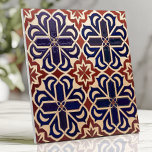 Moroccan Fes Geometric Tile Cobalt Blue Terracotta<br><div class="desc">Inspired by the intricate geometric designs of Fes, Morocco, this ceramic tile brings a touch of exotic beauty to your home. The design features a repeating geometric pattern in rich cobalt blue, terracotta red, and a creamy beige. This tile is perfect for adding a bold, global-inspired accent to kitchens, bathrooms,...</div>