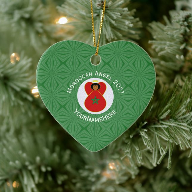 Moroccan Flag Angel Year Your Name Ceramic Tree Decoration (Tree)
