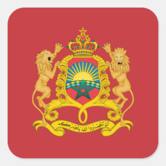 Moroccan Flag & Coat of Arms, Flag of Morocco Square Sticker