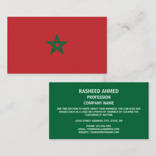 Moroccan Flag, Flag of Morocco Business Card (Front/Back)