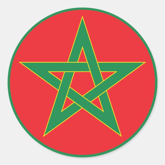 Moroccan Flag Round Sticker. Classic Round Sticker (Front)