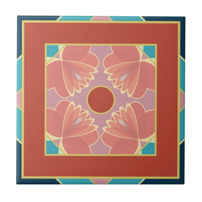 moroccan floral ceramic tile (Front)