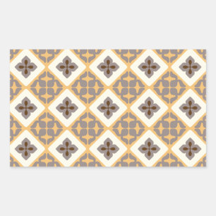 Moroccan Floral Tile Pattern Apricot Mauve Rectangular Sticker
