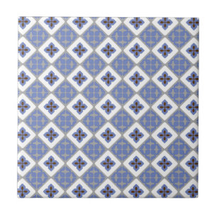 Moroccan Floral Tile Pattern Lilac Grey Brown