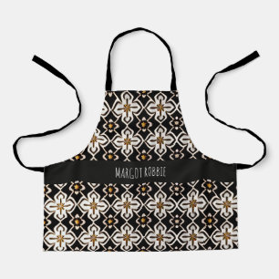 Moroccan Flowers in Rhombus Floral Pattern Apron