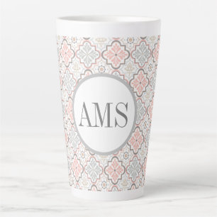 Moroccan Flowers Monogram Personalised  Latte Mug