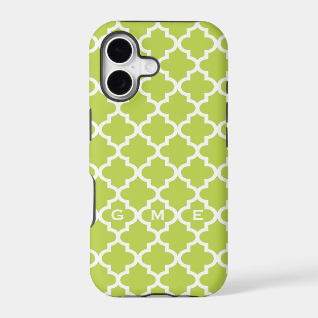 Moroccan fresh lime green tile design 3 monogram (Back)
