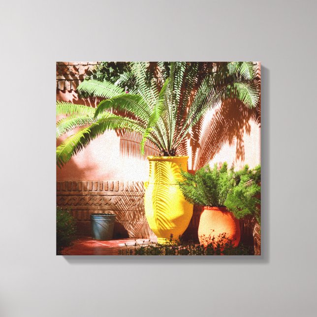 Moroccan garden - fern in yellow pot canvas print (Front)