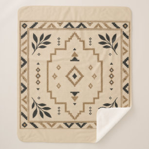 Moroccan Geometric Boho Beige Sherpa Blanket