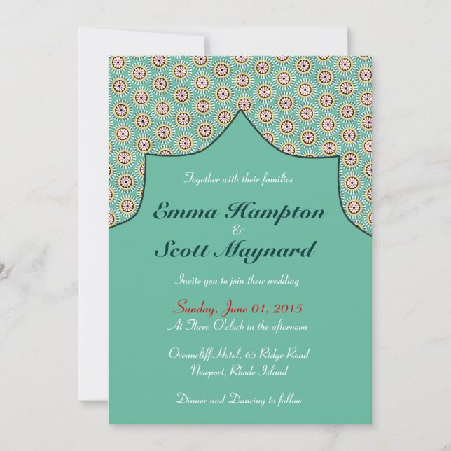 Moroccan geometric decoration wedding invitation (Front)