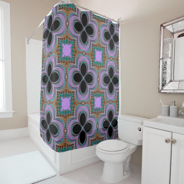 Moroccan Geometric Floral Pattern shower curtain (In Situ)