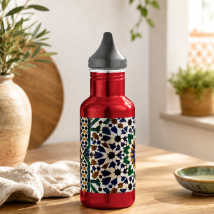 Moroccan Geometric Tile Pattern Kids Water Bottle 