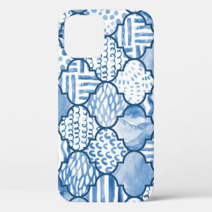 Moroccan geometric, watercolor seamless pattern. iPhone 12 case