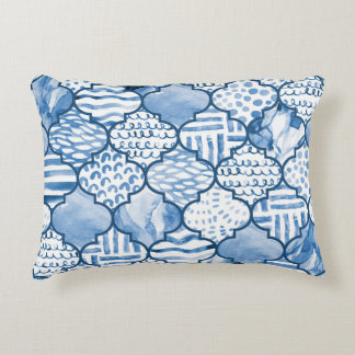 Moroccan geometric, watercolor seamless pattern. decorative cushion