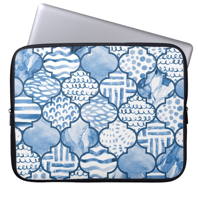 Moroccan geometric, watercolor seamless pattern. laptop sleeve (Front)