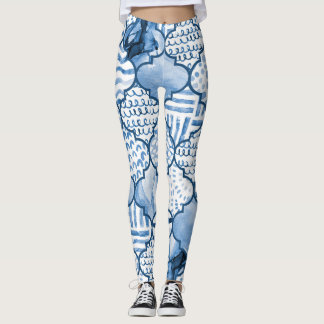 Moroccan geometric, watercolor seamless pattern. leggings