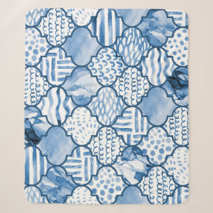 Moroccan geometric, watercolor seamless pattern. sherpa blanket