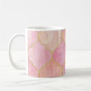 Moroccan Gold Line: Pink Watercolor Coffee Mug