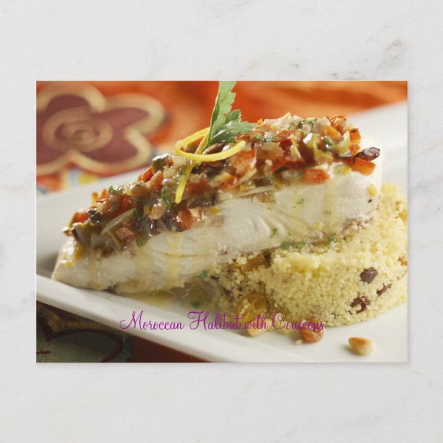 Moroccan Halibut with Couscous Postcard (Front)