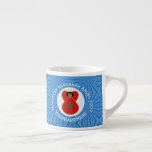 Moroccan Hanukkah Angel Flag Personalised  Espresso Cup<br><div class="desc">Espresso cup shows the flag of Morocco worn by this angel. Designed to share Moroccan heritage in Hanukkah decor, the Angel flies inside a circle of white squiggly squares. It is all on a background of blue squiggly squares. Change the ?? to customise and reflect a special year. Add your...</div>