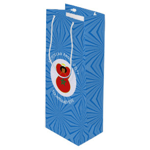 Moroccan Hanukkah Angel Flag Personalised Wine Gift Bag