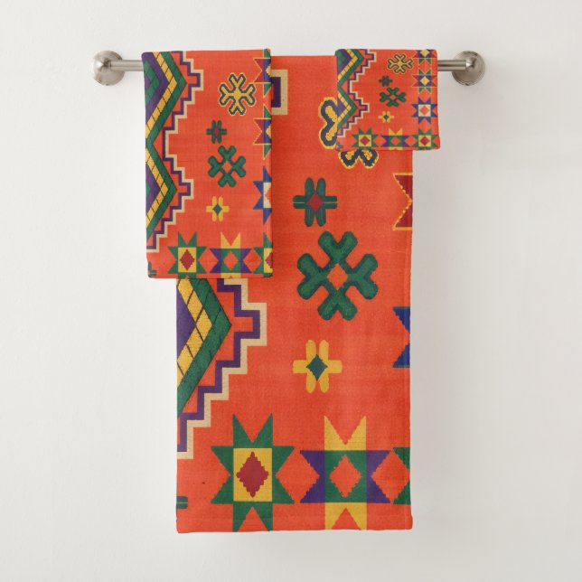 Moroccan Harmony in Orange Bath Towel Set (Insitu)