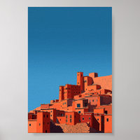 Moroccan Hilltop Kasbah - Minimalist Geometric Art