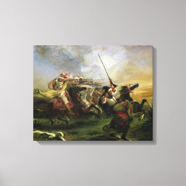 Moroccan horsemen in military action, 1832 canvas print (Front)