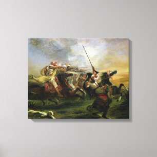 Moroccan horsemen in military action, 1832 canvas print