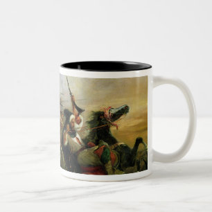 Moroccan horsemen in military action, 1832 Two-Tone coffee mug
