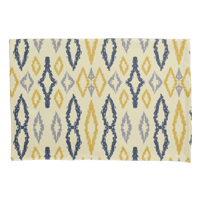 Moroccan Ikat Blue Yellow Pattern   Pillowcase (Front)