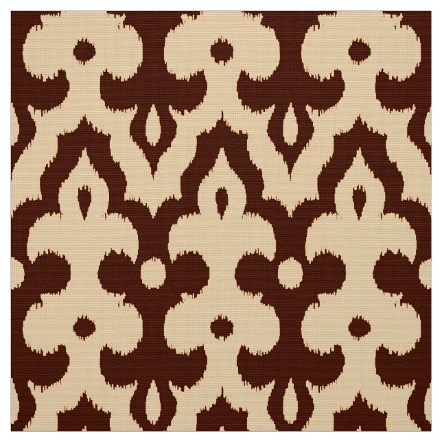 Moroccan Ikat Damask Pattern, Brown and Tan Fabric (Swatch)