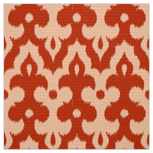 Moroccan Ikat Damask Pattern, Mandarin Orange Fabric