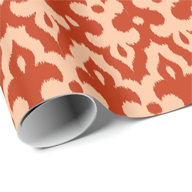 Moroccan Ikat Damask Pattern, Mandarin Orange Wrapping Paper (Roll Corner)