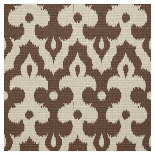 Moroccan Ikat Damask Pattern, Taupe and Beige Fabric (Swatch)