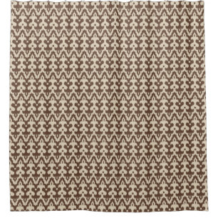 Moroccan Ikat Damask Pattern, Taupe and Beige Shower Curtain