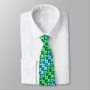 Moroccan Ikat Damask, Turquoise & Jade Green Tie